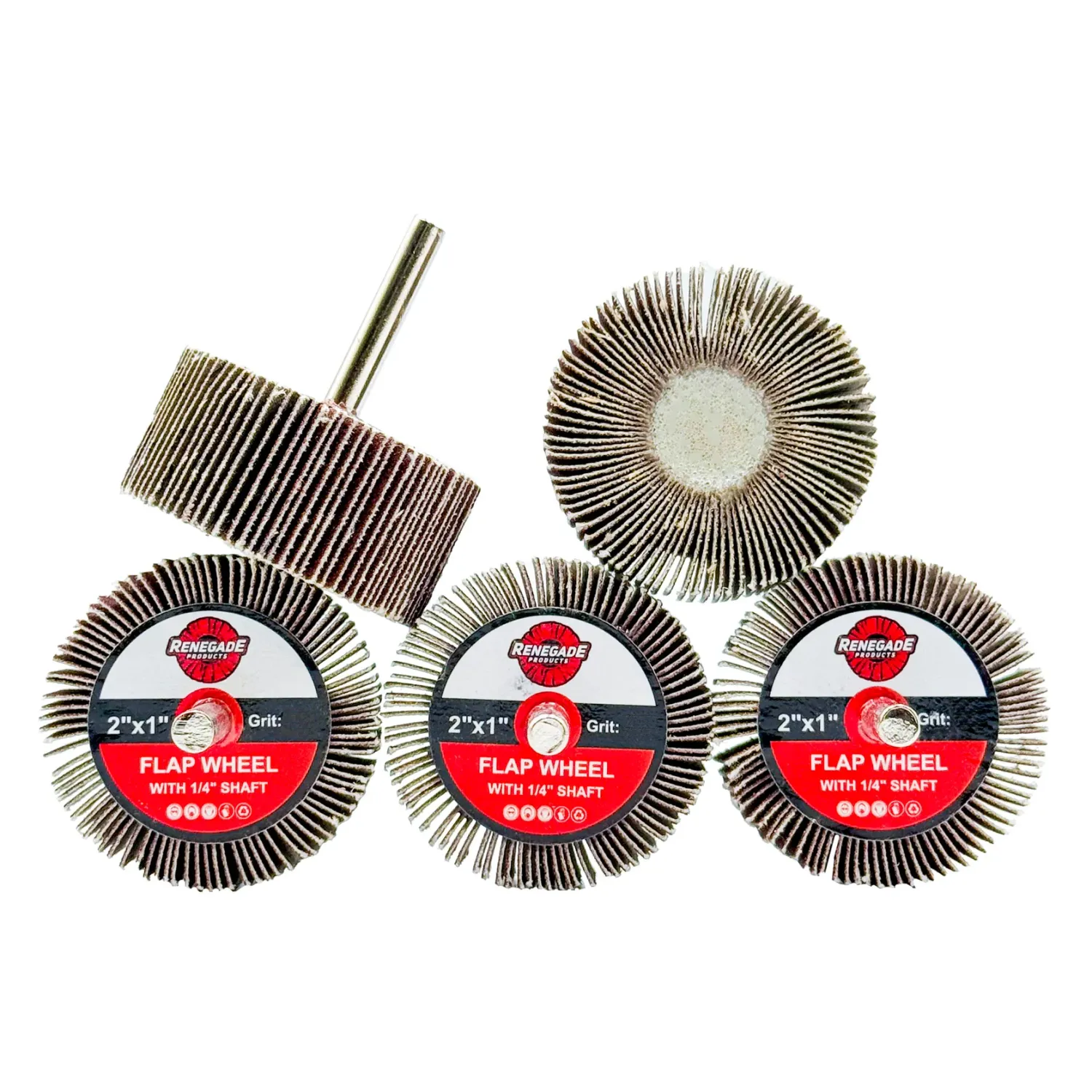 2" x 1" Mini Flap Wheel with 1/4" Chuck (5-Pack), Grit: 240