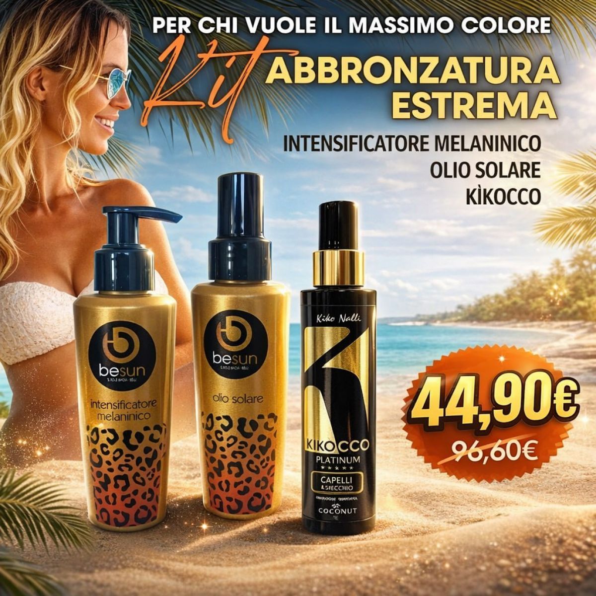 KIT KIKOCCO INSTANT LAMINATION 100 ML + OLIO SOLARE 150 ML + INTENSIFICATORE MELANINICO 150 ML