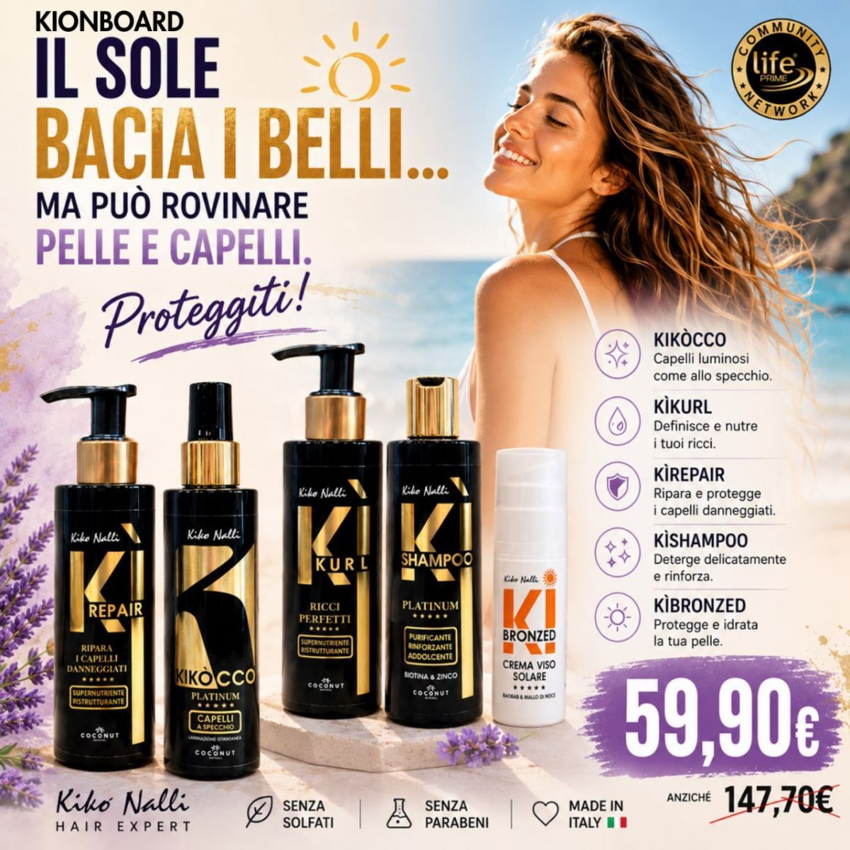 KIKOCCO INSTANT LAMINATION 100 ML + KI KURL + KI REPAIR + KI SHAMPOO + CREMA VISO SOLARE 50 ML KIKOCCO INSTANT LAMINATION 100 ML + KI KURL + KI REPAIR + KI SHAMPOO + CREMA VISO SOLARE 50 ML