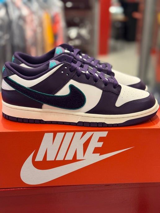 Nike Dunk Low Chenille Swoosh Sail Grand Purple