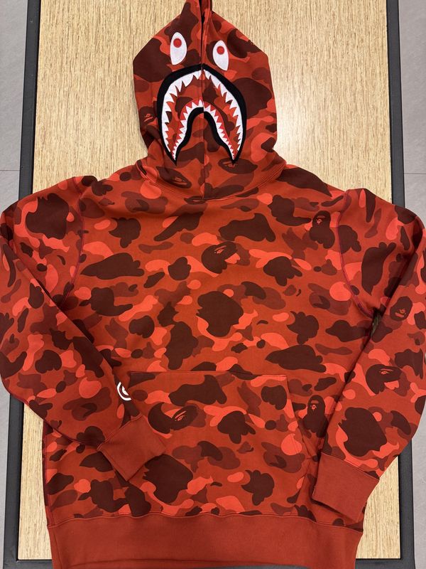 BAPE Color Camo Shark Pullover Hoodie Red