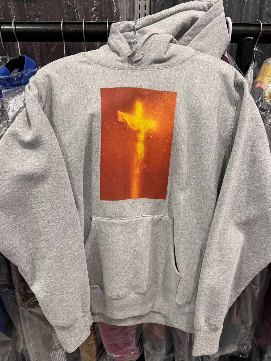 Supreme Piss Christ Hooded Sweatshirt Heather Grey