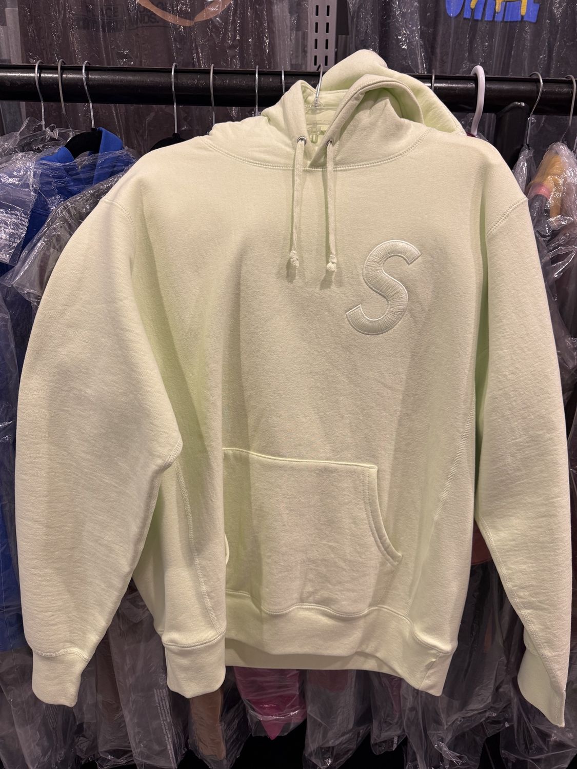 Supreme Tonal S Logo Hoodie Pale Lime