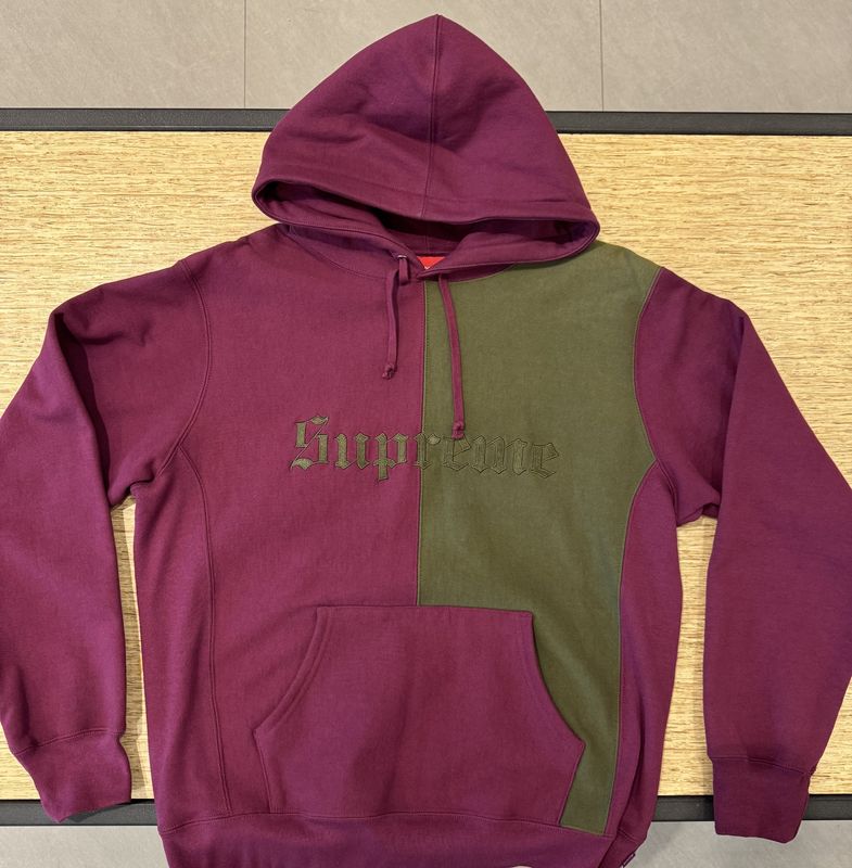 Supreme Split Old English Hooded Sweatshirt Plum
