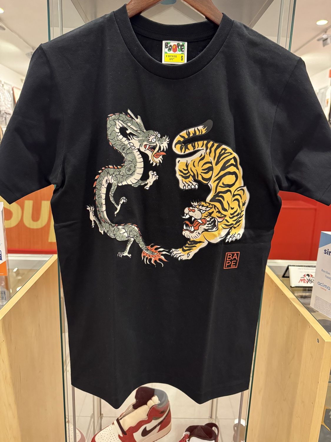 Bape Japan culture tiger and dragon tee black