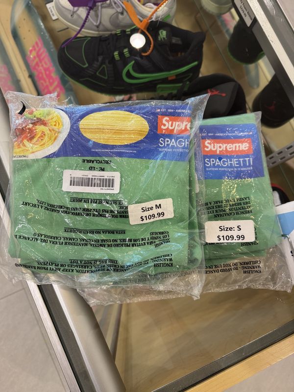 Supreme spaghetti tee green in original packaging