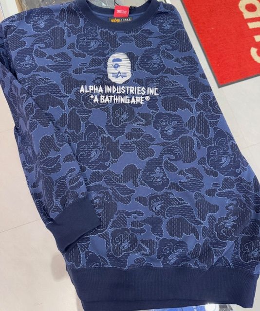 Bape x Alpha Industries crewneck sweater navy