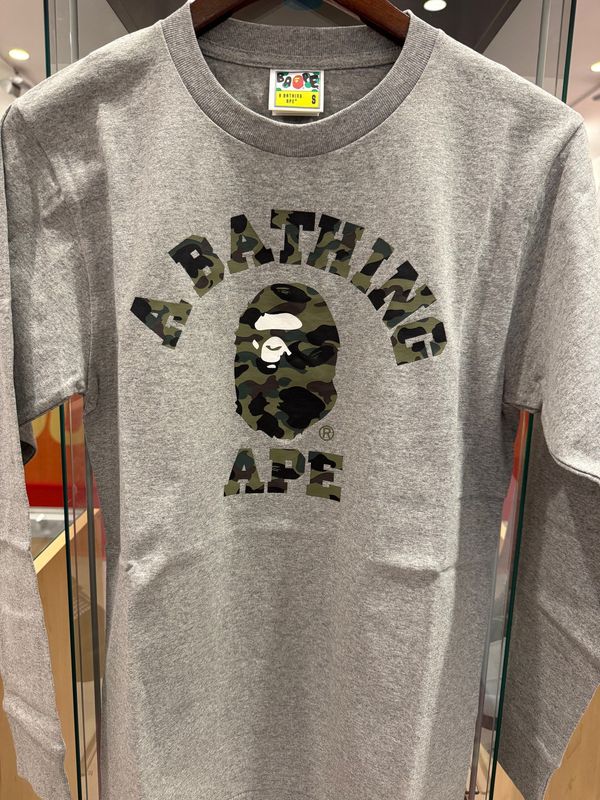 Bape 1st camo college L/S tee grey/camo