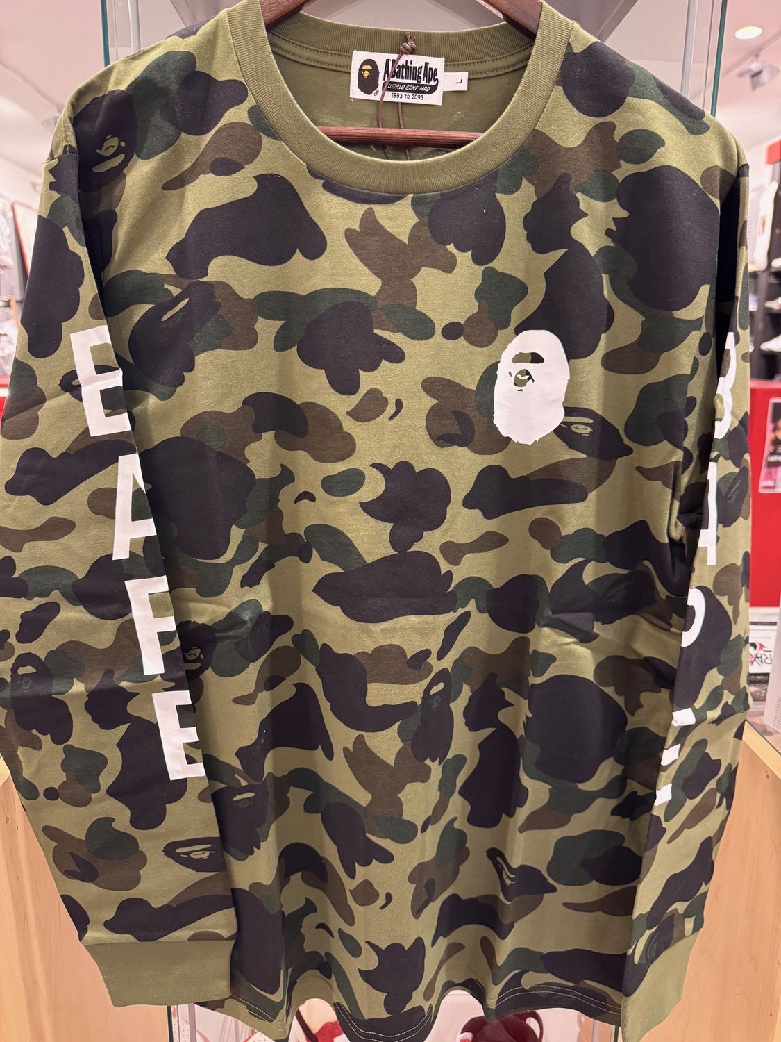 Bape 1st camo long sleeve tee green