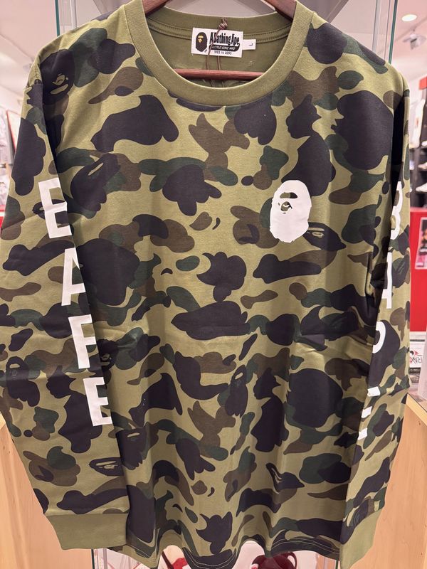 Bape 1st camo long sleeve tee green