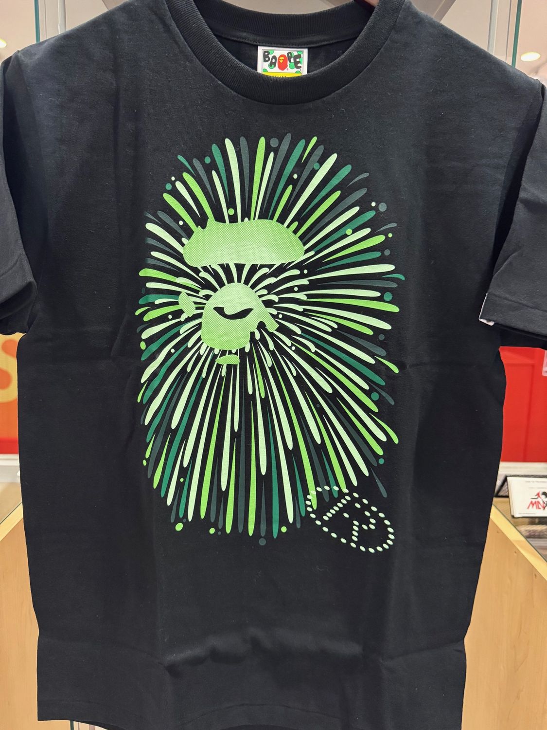 Bape ape head firework tee black/green