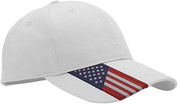 #C583 6 PANEL COTTON TWILL USA HAT WHT