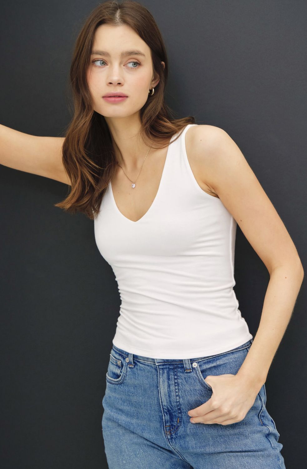 BASIC V-NECK WITH REVERSABLE NECK LINE