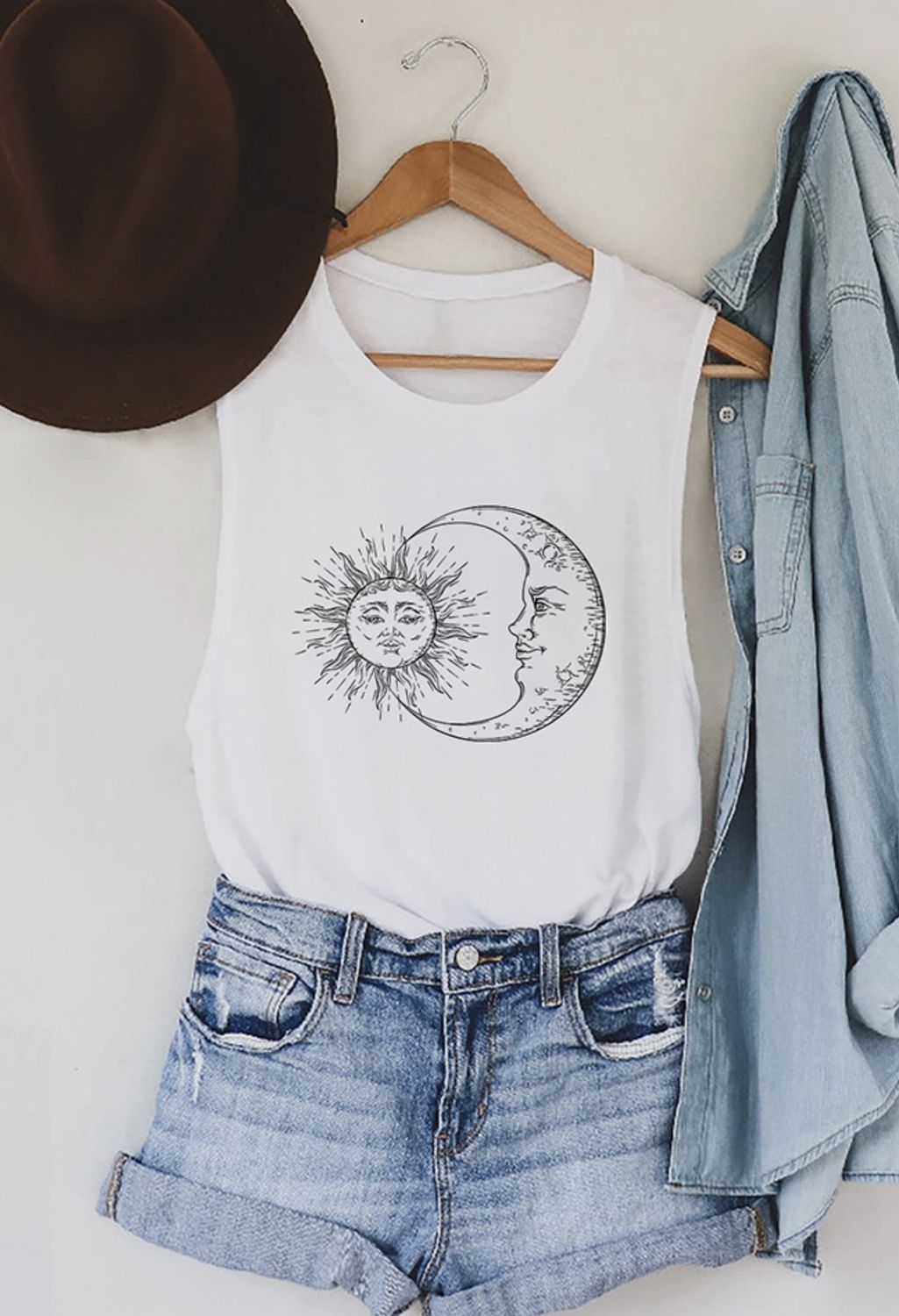 SUN AND MOON TANK, Size: SM, Color: WHITE