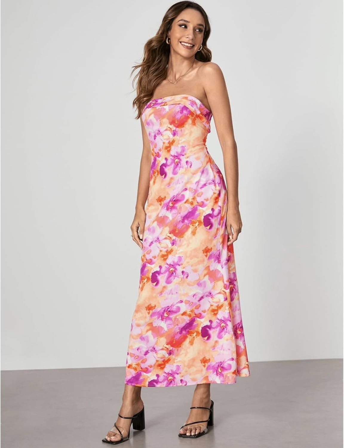 SUNSET HUES STRAPLESS DRESS
