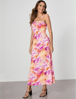 SUNSET HUES STRAPLESS DRESS