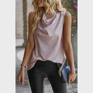 DOTTED COWL NECK TOP