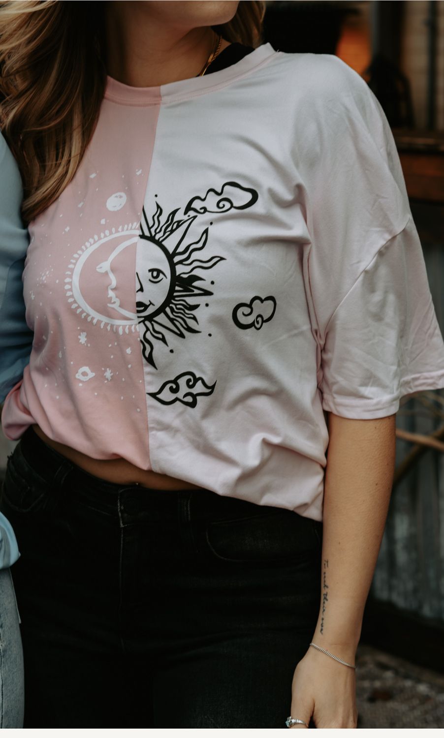 SUN&amp;MOON 2 ME OVERSIZED TEE, Color: PINK, Size: SM