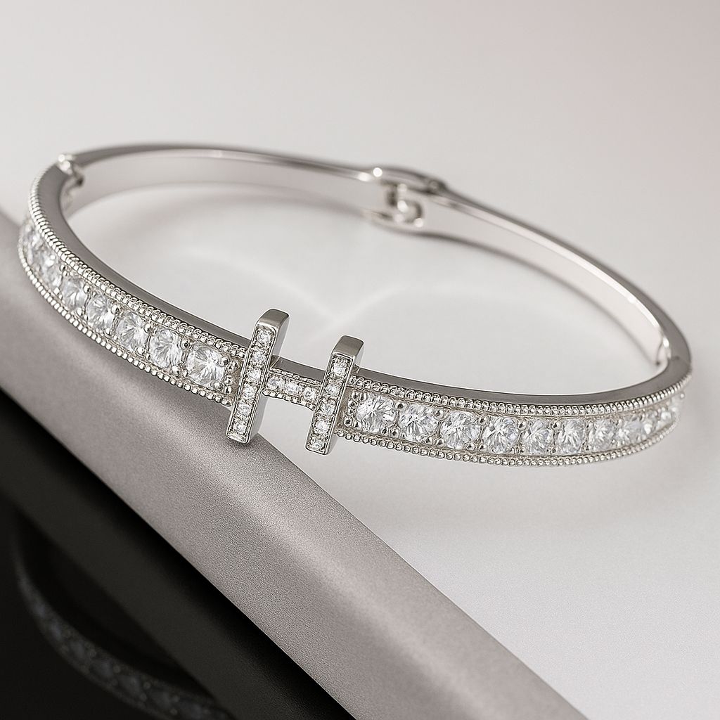 Harley Diamond Bangle, Color: SILVER