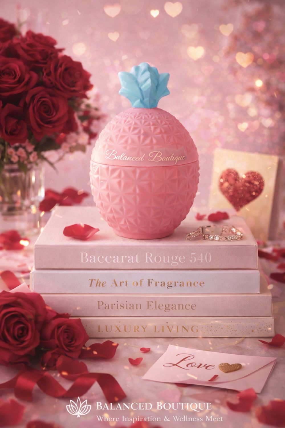 Pink Pineapple Luxury Candle – Baccarat Rouge 540 (Valentine’s Edition) Includes A Card