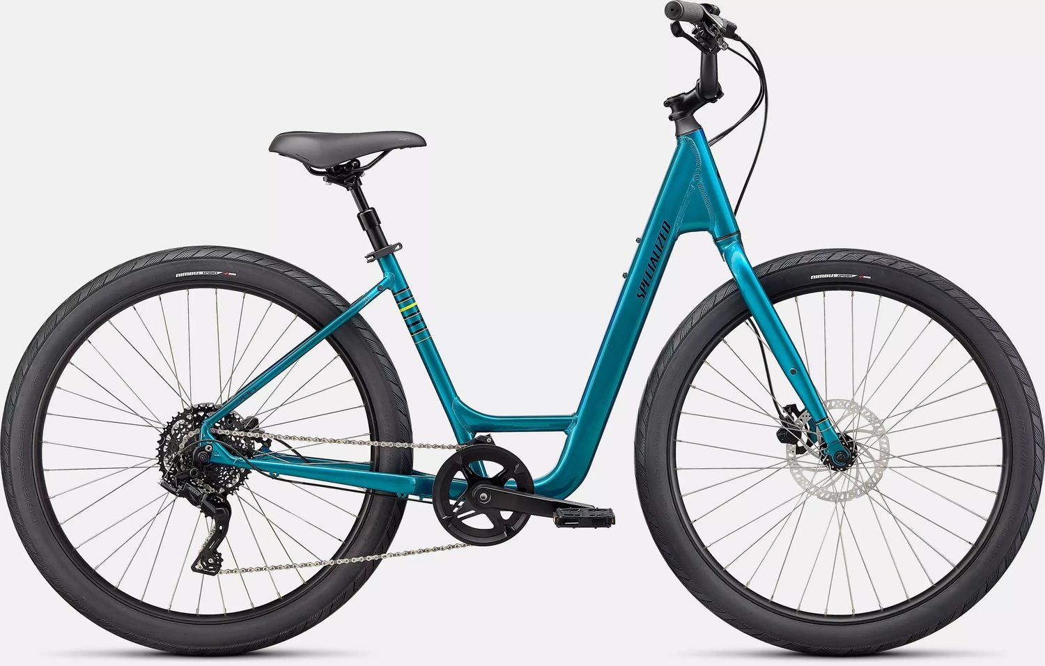 Specialized Roll 3.0 Step-Through, Color: Gloss Teal Tint / Hyper Green / Satin Black Reflective, Size: MD