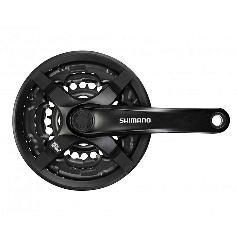 Shimano, FC-TY501, Crankset, 6/7/8 sp., 170mm, 28/38/48T w/CG, Riveted, Square, 47.5mm, Black