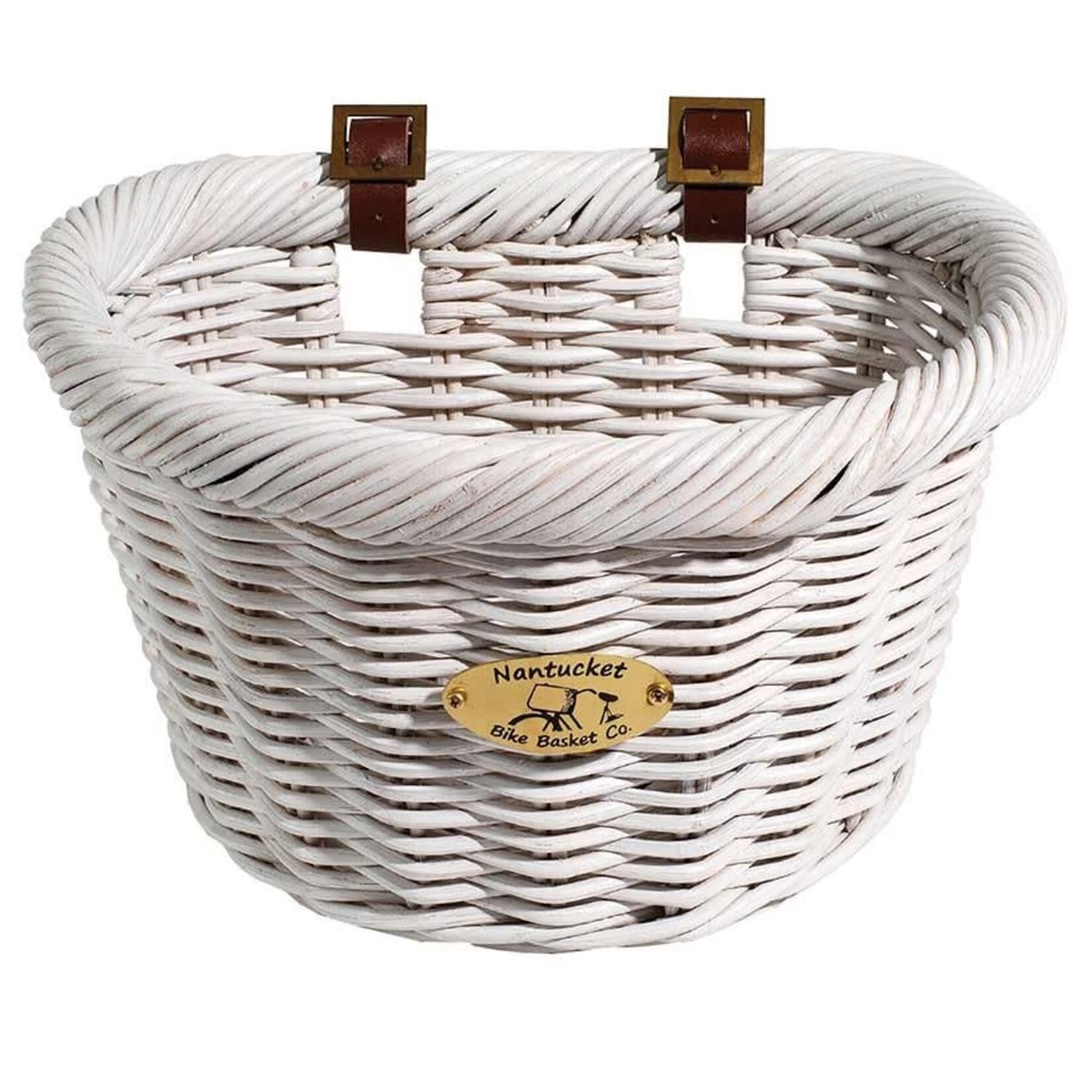 Nantucket, Cruiser D-Shaped, Basket, White 14.5&quot;x10.5&quot;x9.5