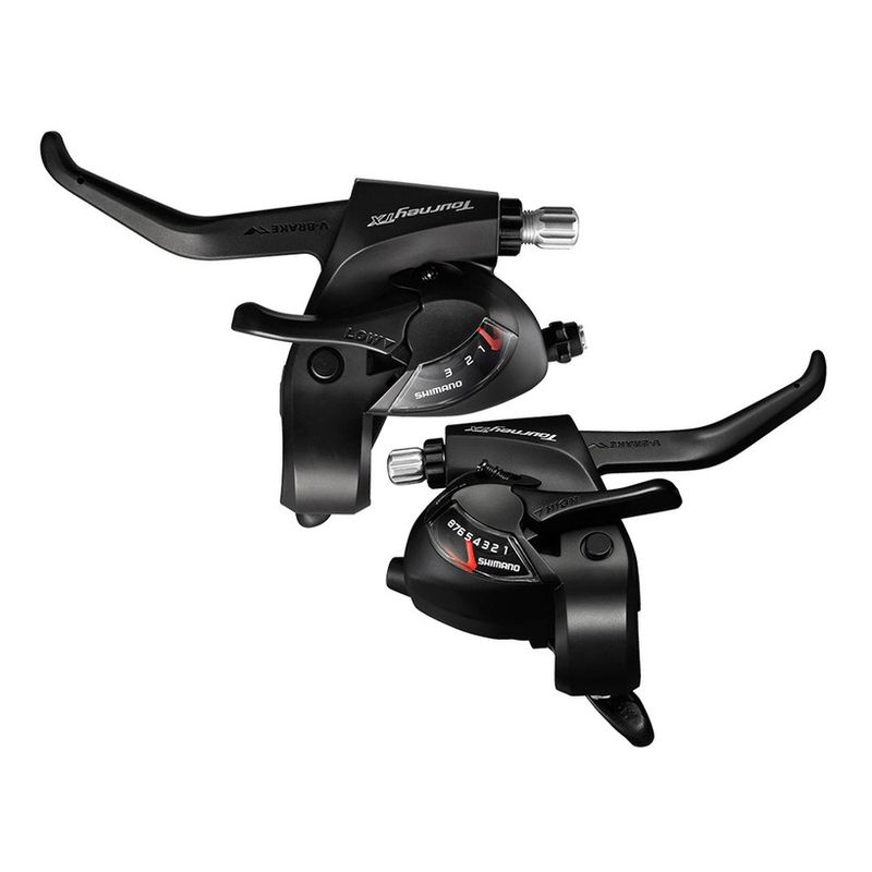 Shimano Shift/Brake Lever Set, ST-TX800, Tourney TX, 3x8-spd, EZ-Fire Plus, 2F-Steel/Resin, for V-Brake, Black