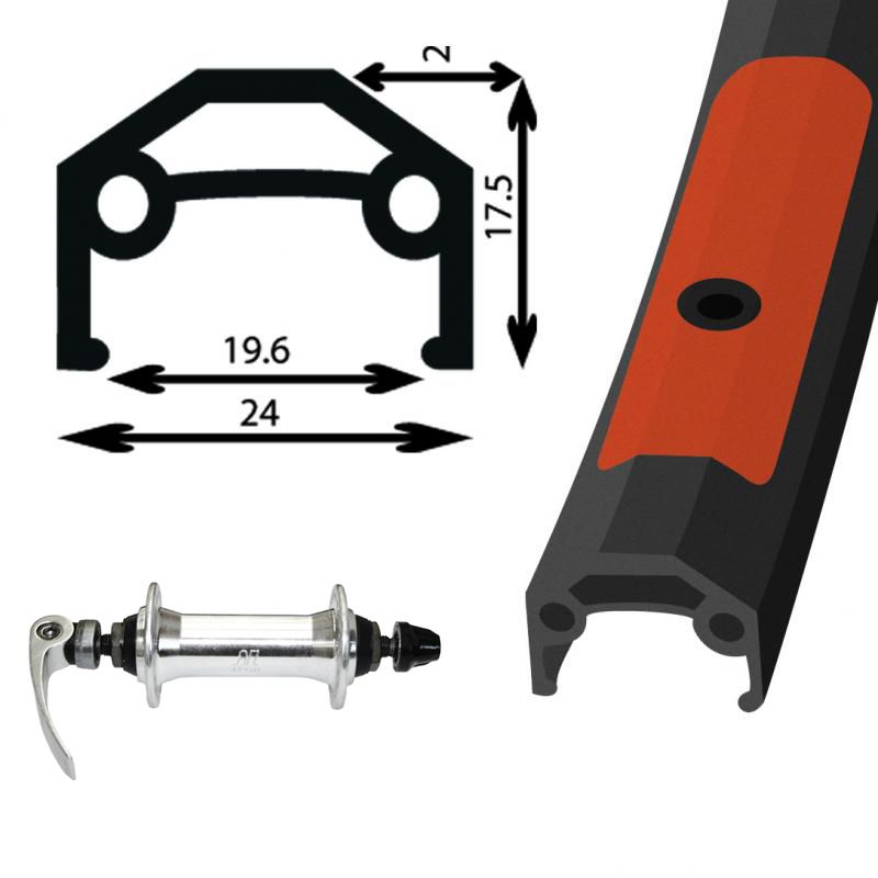 Damco 26" Front Wheel, QR, Silver Hub, Black Rim
