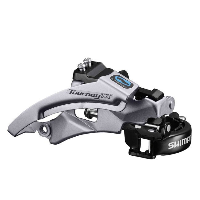 Shimano Front Derailleur, FD -TX800-TS3, Tourney TX, Top-Swing, Dual-Pull Band-Type 34.9mm (w/ 31.8mm &amp;28.6mm Adapter) CS-Angle: 63-66, For 42/48T, CL: 47.5/50mm