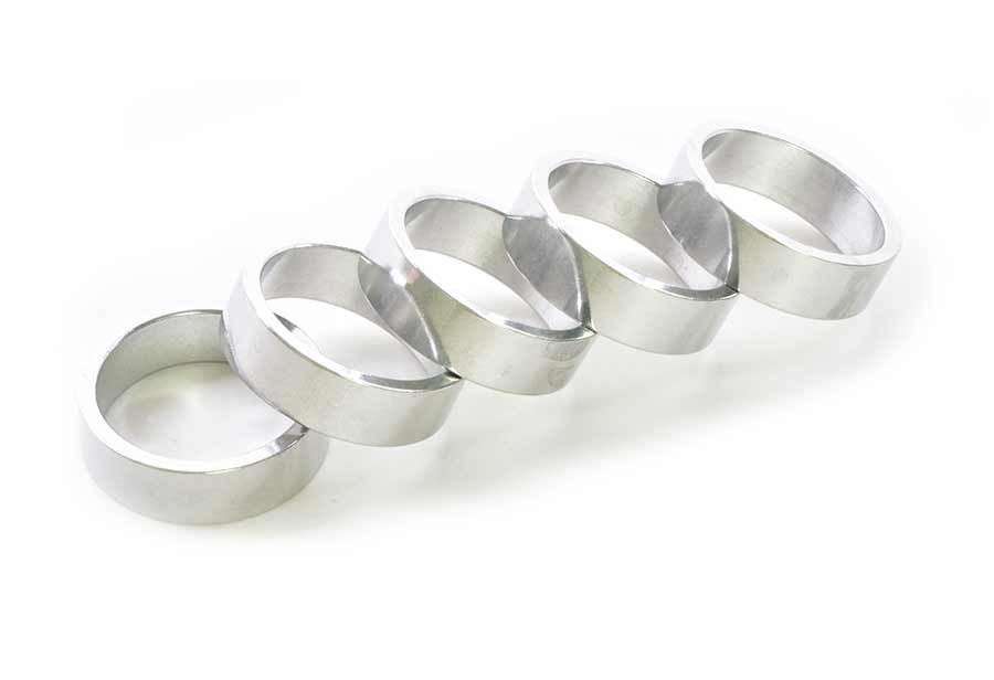 Wheels Manufacturing, Headset Spacer, 1-1/8&#39;&#39;, Height: 10mm, Aluminum, Silver, 5pcs