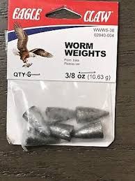 Eagle Claw 02040-004 Worm Weight Sinker Sz 4 Or 3/8oz 6Bg