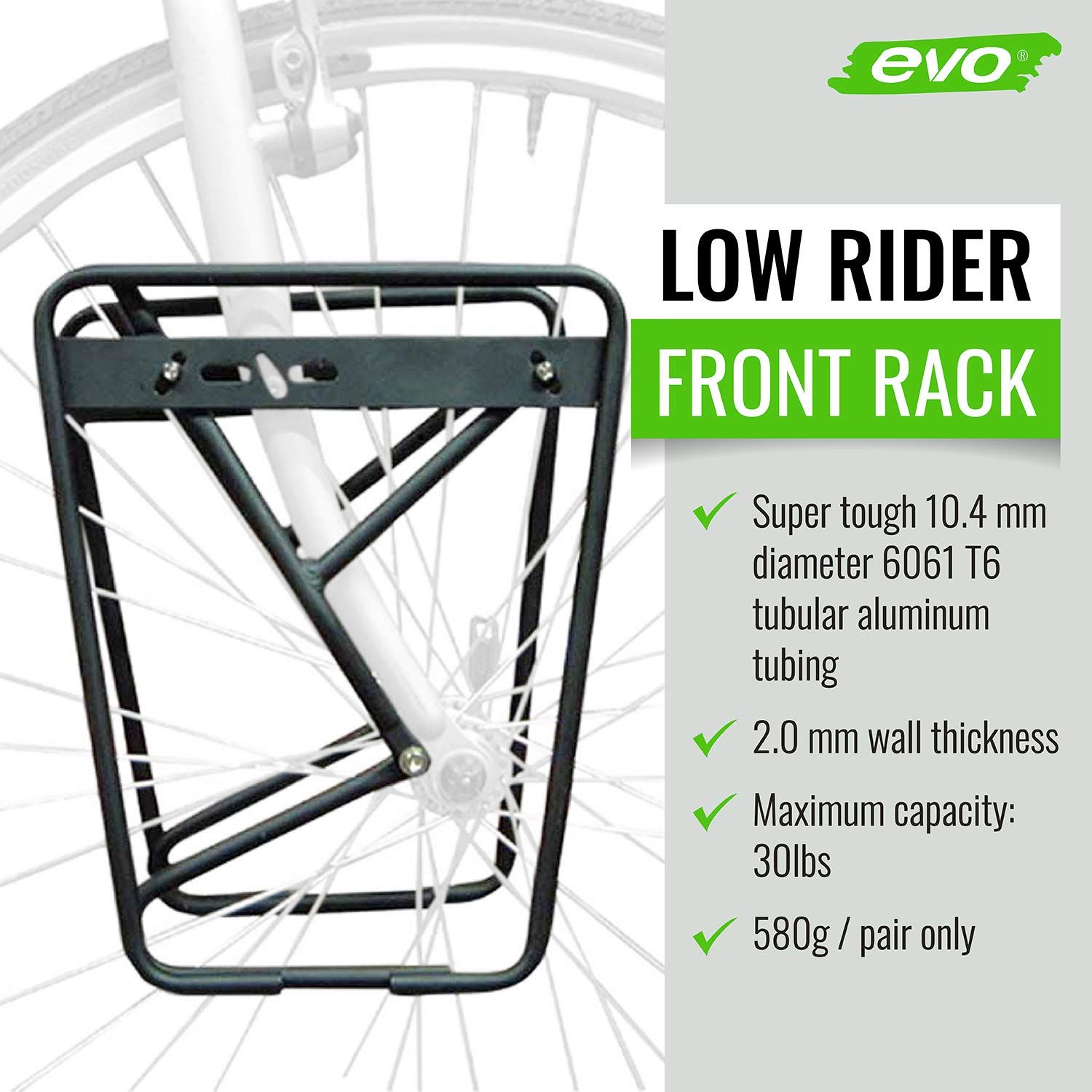 EVO, Low Rider, Front rack, Black
