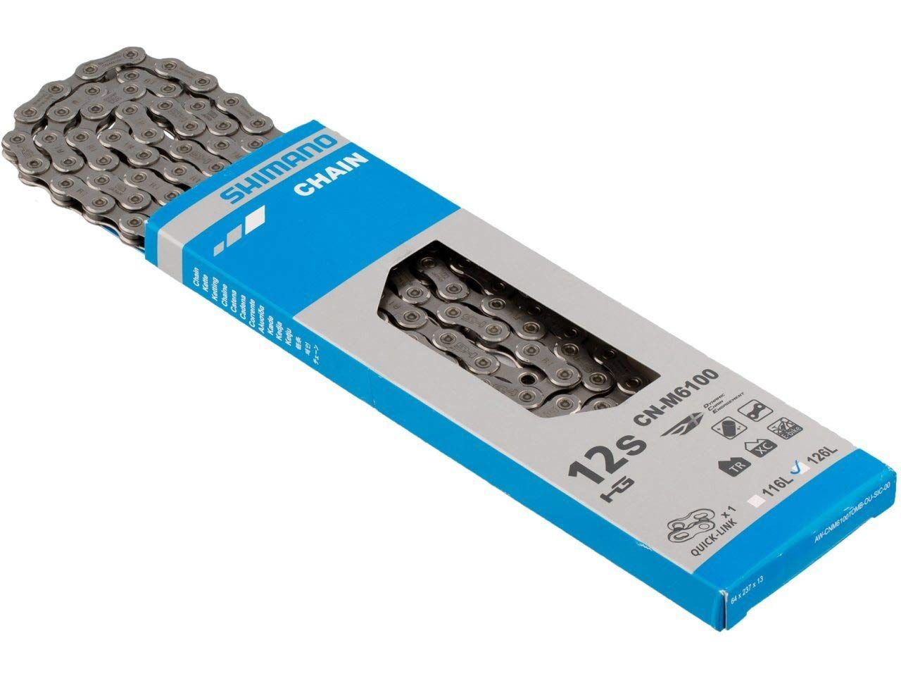 Shimano, Bicycle Chain, CN-M6100, Deore, 126 Links for HG 12-Speed, W/Quick-Link