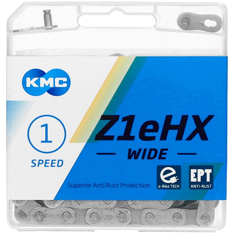 KMC Z1eHX Wide Chain - Single Speed 1/2" x 1/8", 112 Links, Silver