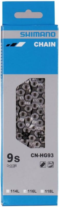 Shimano, Bicycle Chain, (01)CN-HG93 Super Narrow Chain for 9-Speed, 116 Links, Connect Pin x1