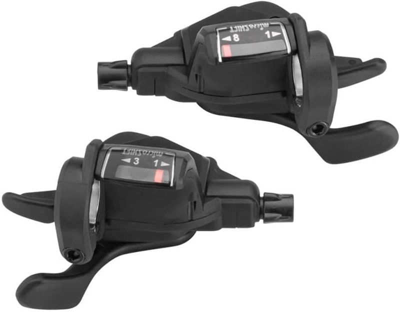 microSHIFT Mezzo Thumb-Tap Shifter Set, 8-Speed, Triple, Optical Gear Indicator, Shimano Compatible
