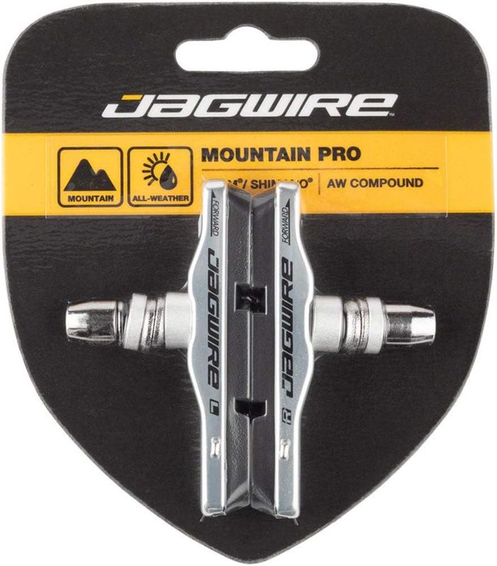 Jagwire, Mountain Pro, V-brake pads with inserts, All-Weather (Aw), Silver, Pair