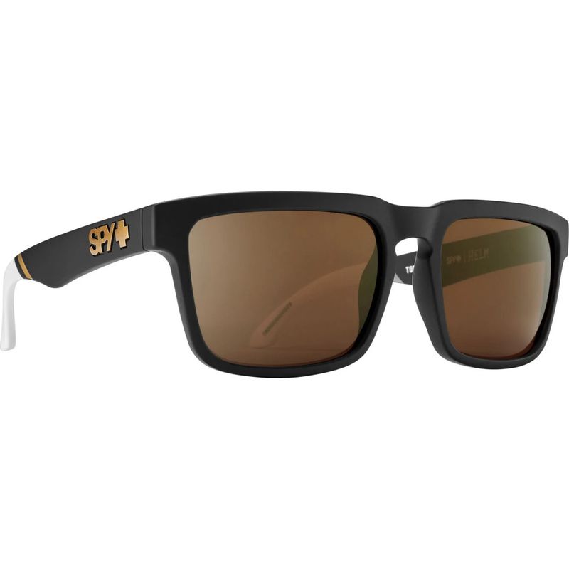 SPY HELM Matte Black White - Happy Bronze Gold Mirror