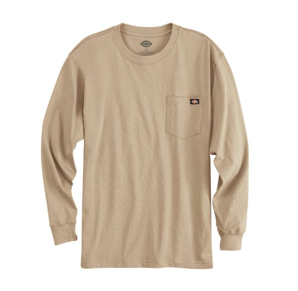 LONG SLEEVE HEAVYWEIGHT TEE W/POCKET DESERT SAND-WL50DS