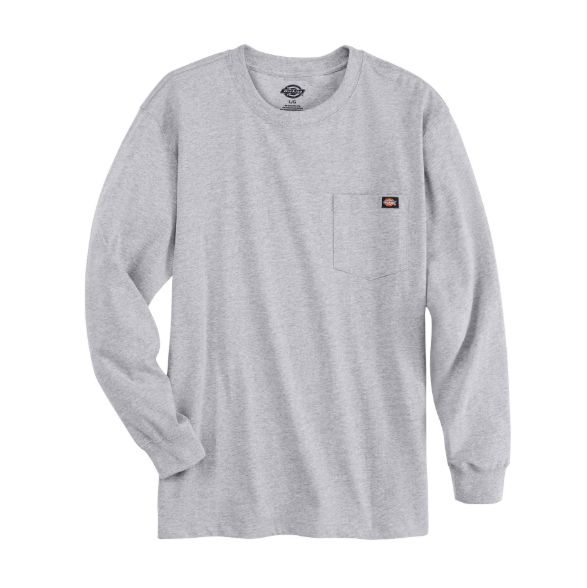 LONG SLEEVE HEAVYWEIGHT TEE W/POCKET HEATHER GREY-WL50HG