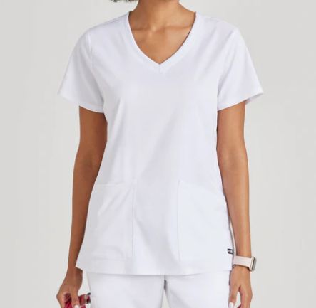 SERENA 3-PKT V-NECK WOMENS SCRUB TOP-GRST045