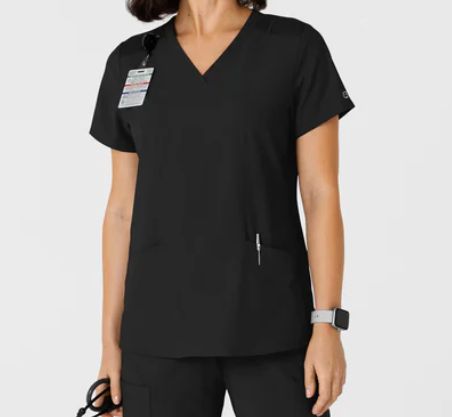 W123 WOMENS FLEX-N-REACH SIDE PANEL V-NECK SCRUB TOP-6045