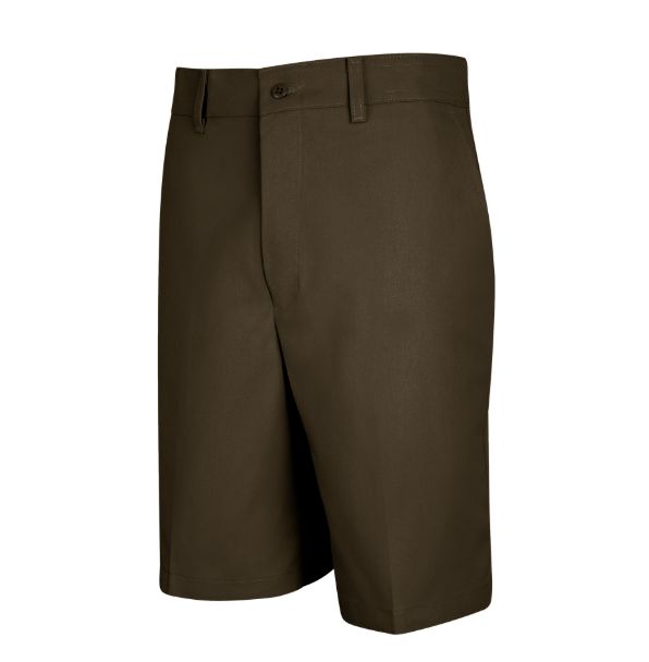 MEN'S PLAIN FRONT SHORT 10" BROWN-PT26BN