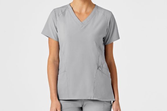W123 WOMEN'S STYLED V-NECK SCRUB TOP-6155