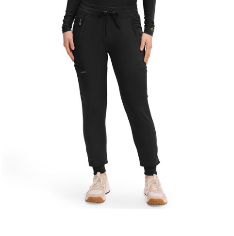 WOMEN'S RHEA JOGGER SCRUB PANT 6 PKT- HH050, Colour: BLACK, Size: XXS