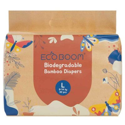 Eco Boom Bamboo Baby Nappies L (9-14Kg) 30 Pack