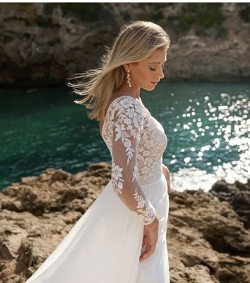 Dorit, een boho  trouwjurk met Lange mouwen