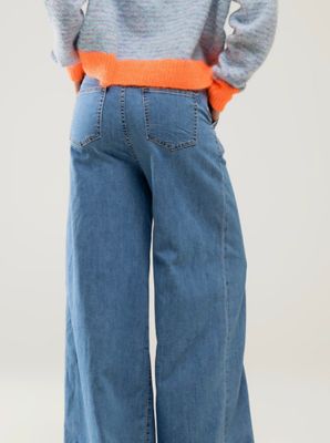 Wijde pijpen jeans met plooien