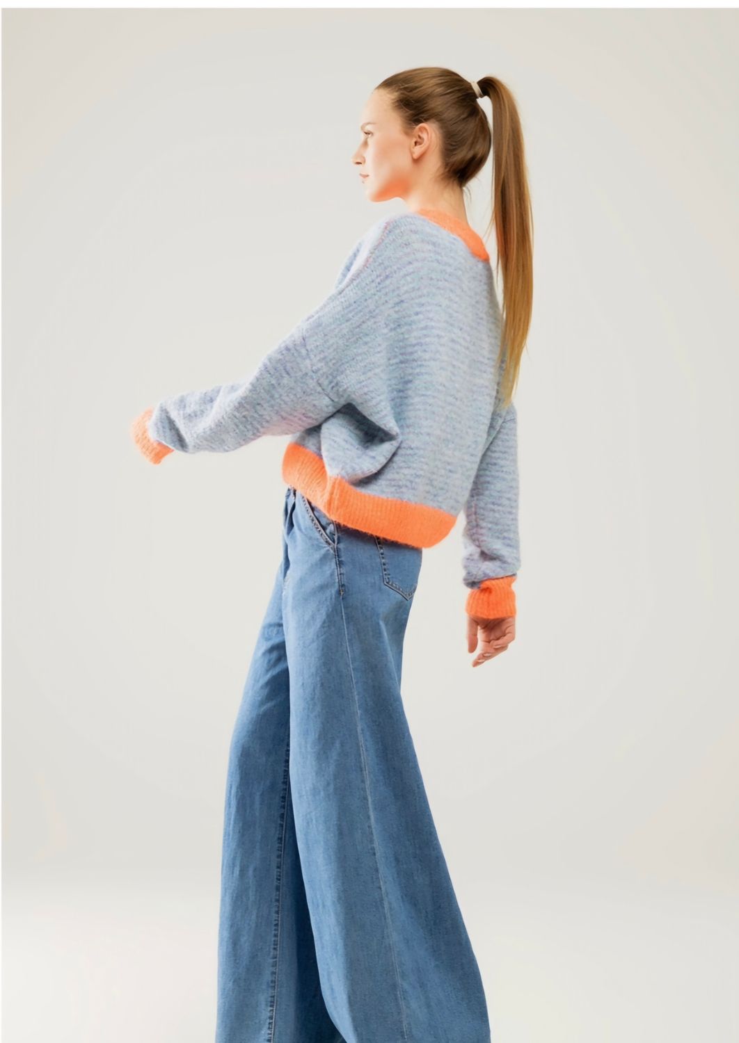 Wijde pijpen jeans met plooien